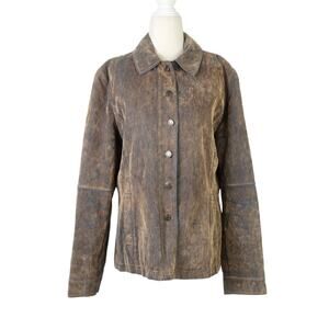 Vintage Y2K Giacca Tan Velvet Flocked Denim Jacket M